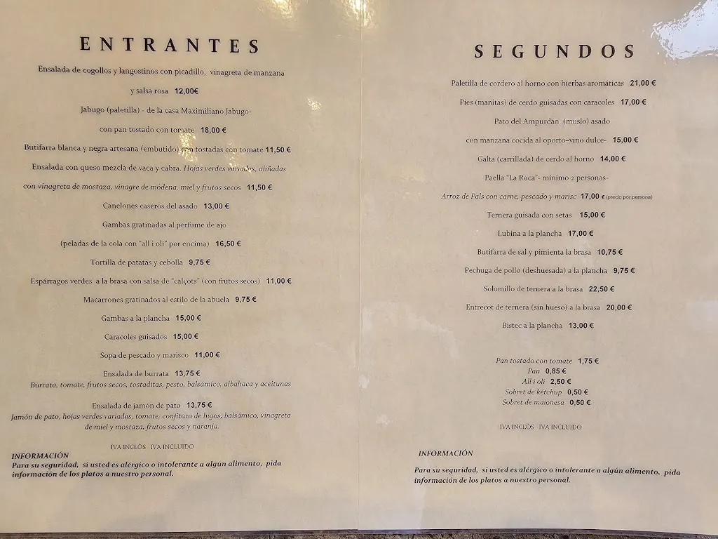 Menu_Restaurant la Roca_Forallac_image_1