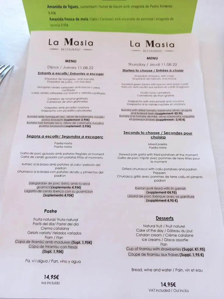 Menu_Restaurant la Masia_Forallac_immagine_3
