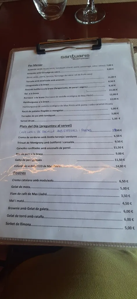 Menu_Hostatgeria Restaurant Santuari de Montgrony_Gombrèn_image_2