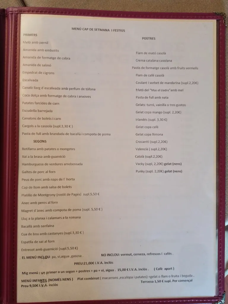 Menu_Hostatgeria Restaurant Santuari de Montgrony_Gombrèn_image_3