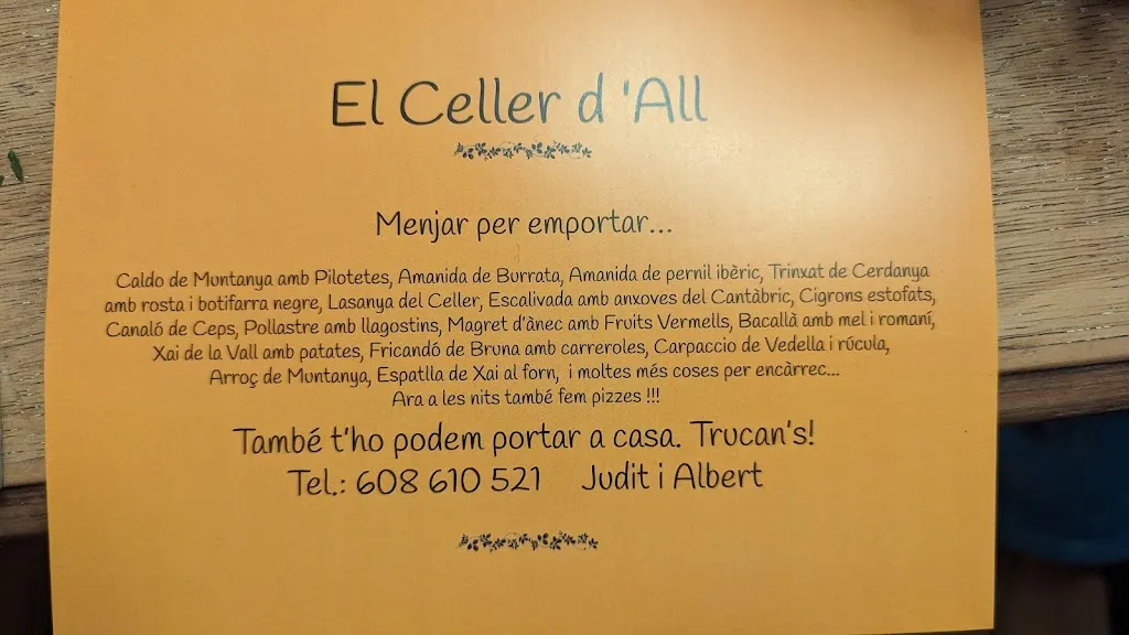 Menu_Restaurant El Celler D'All_Isòvol_image_1