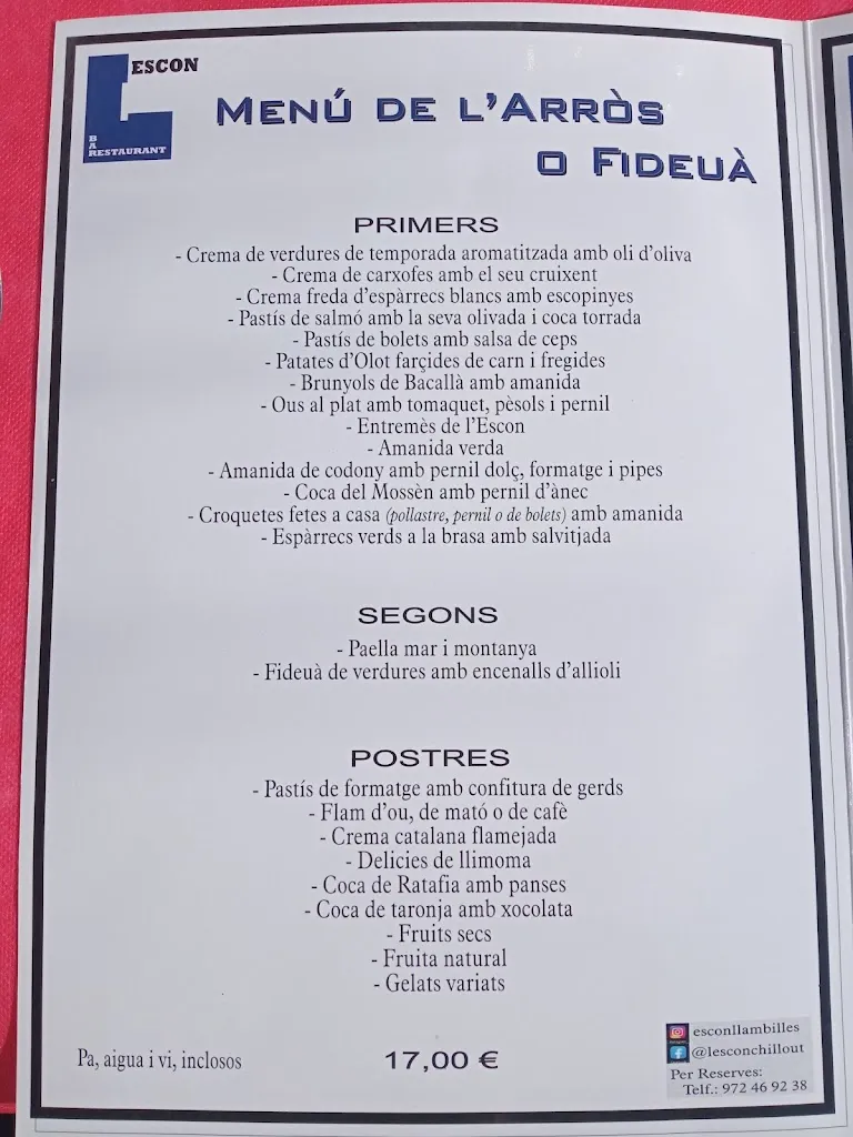Menu_Restaurant L'escon_Llambilles_image_1