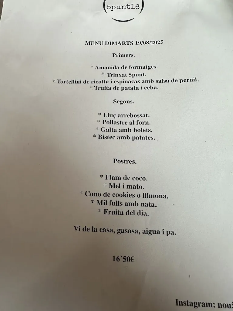 Menu_5punt16 Bar - Restaurant_Hostalric_image_1