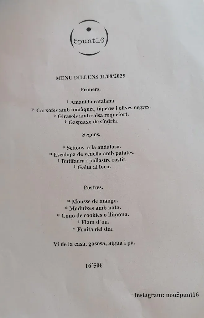 Menu_5punt16 Bar - Restaurant_Hostalric_image_2