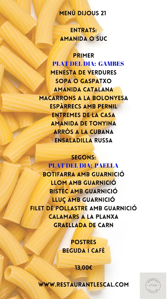 Menu_Bar Restaurant L'Escal_Escala L_image_1