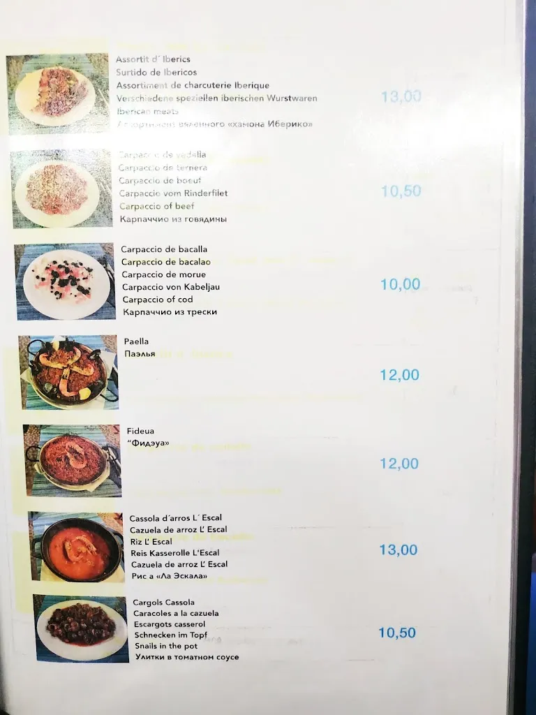 Menu_Bar Restaurant L'Escal_Escala L_image_3