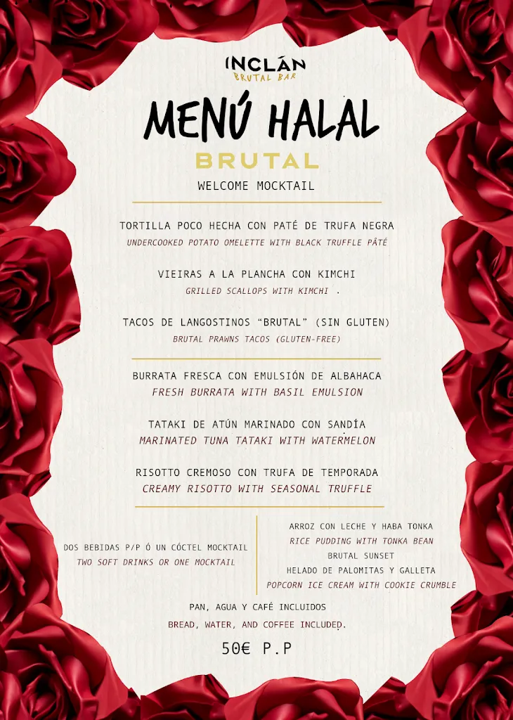 Menu_Inclan Brutal Bar I Restaurante temático Madrid_Baña A_immagine_1
