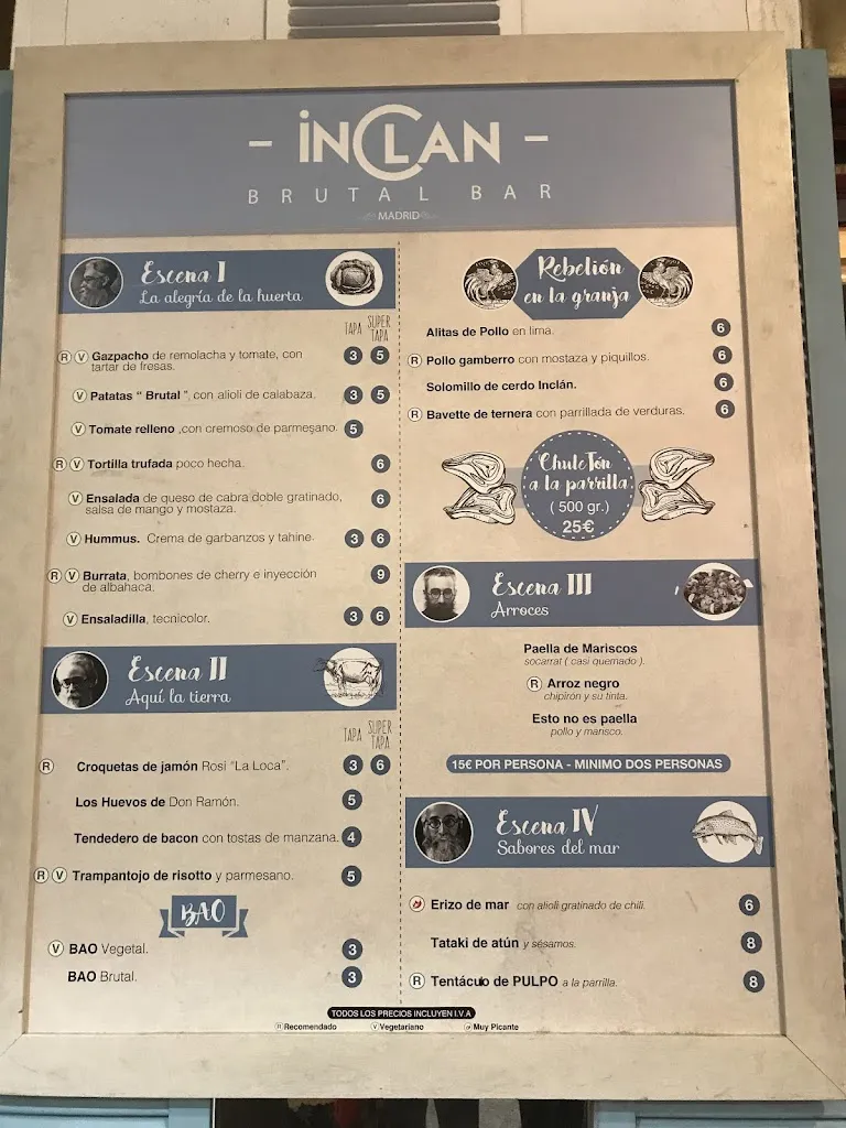 Menu_Inclan Brutal Bar I Restaurante temático Madrid_Baña A_immagine_4