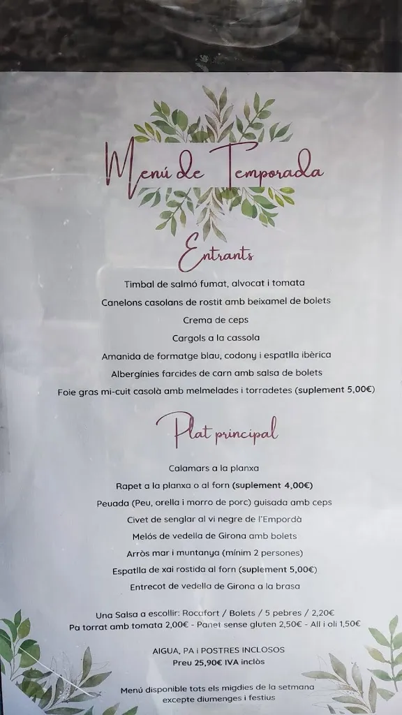 Menu_La Quadra Restaurant_Maçanet de Cabrenys_image_1