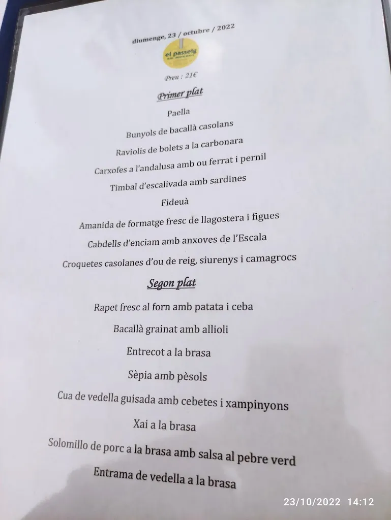 Menu_Bar-Restaurant El Passeig_Llagostera_image_1