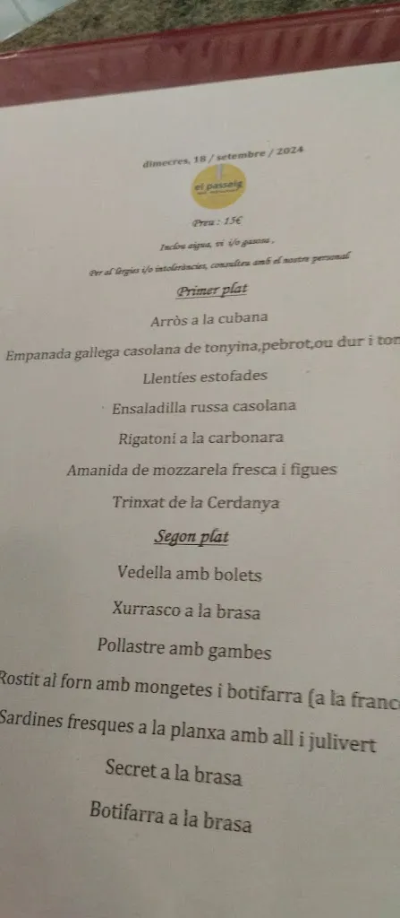 Menu_Bar-Restaurant El Passeig_Llagostera_image_3