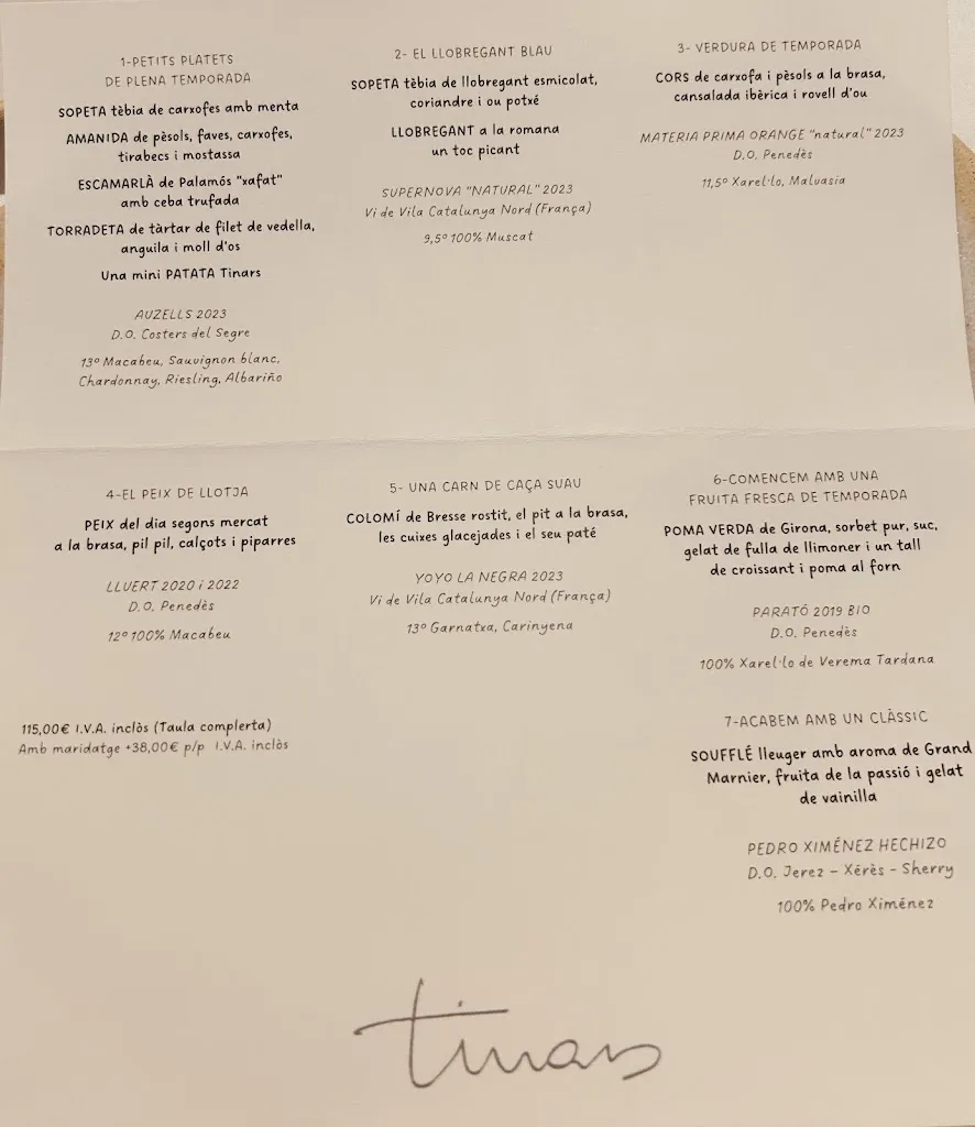 Menu_Restaurant Els Tinars_Llagostera_image_1