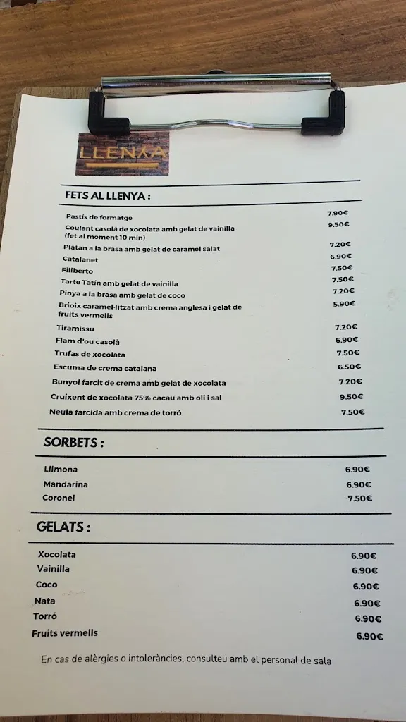 Menu_Llenya Restaurant_Llagostera_image_3