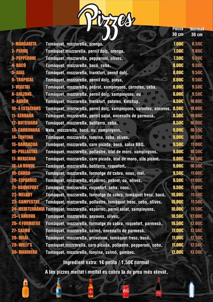 Menu_Willy's pizza Llagostera_Llagostera_image_1