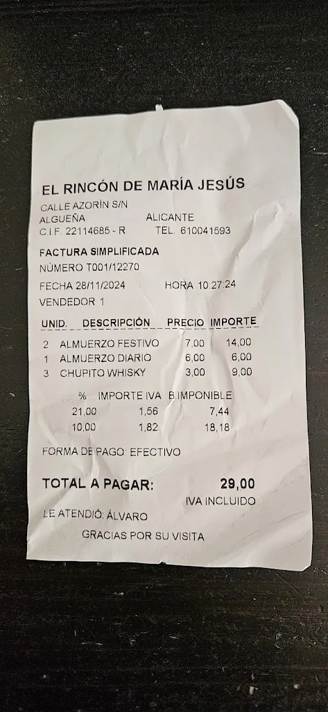 Señor Román_BAR-CAFETERÍA El Rincón de Mª Jesús_Algueña_review