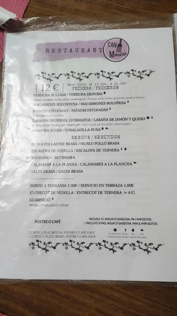 Menu_Restaurant Can Marcio_Maçanet de la Selva_image_1