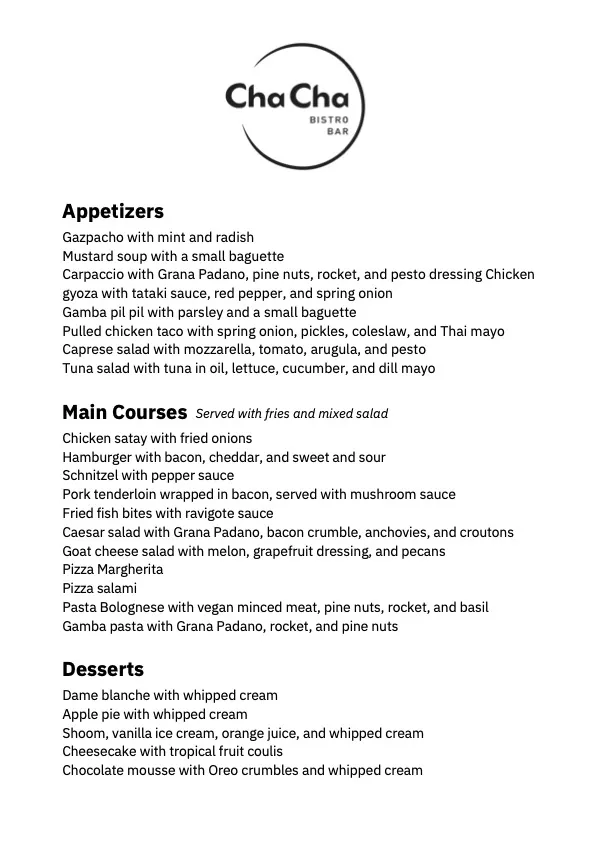 Menu_Cha Cha Bistro Bar Alcalali_Alcalalí_immagine_1