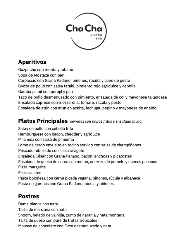 Menu_Cha Cha Bistro Bar Alcalali_Alcalalí_immagine_2