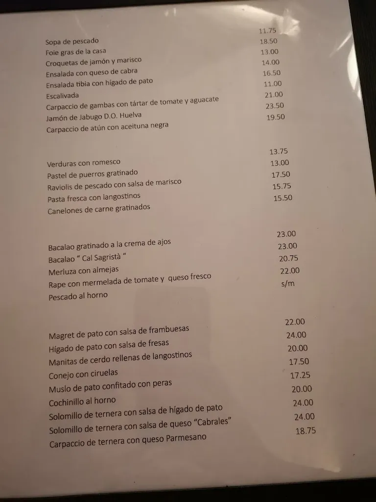 Menu_Restaurant Cal Sagristà_Masarac_image_1