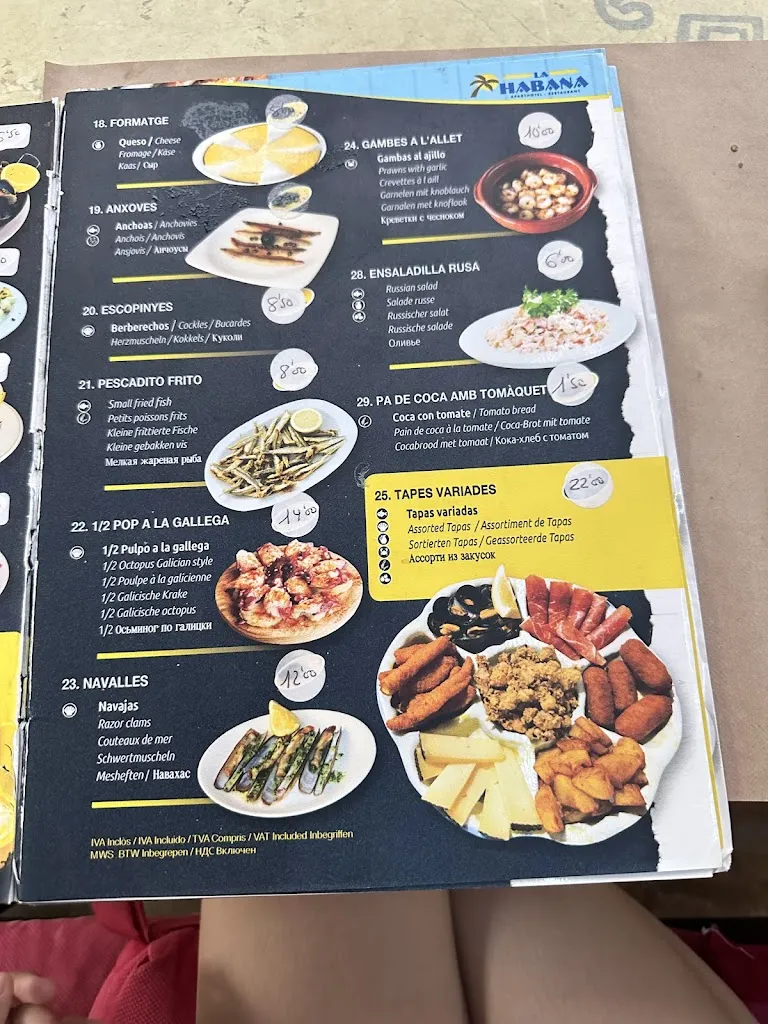 Menu_Café la Habana_Lloret de Mar_immagine_1