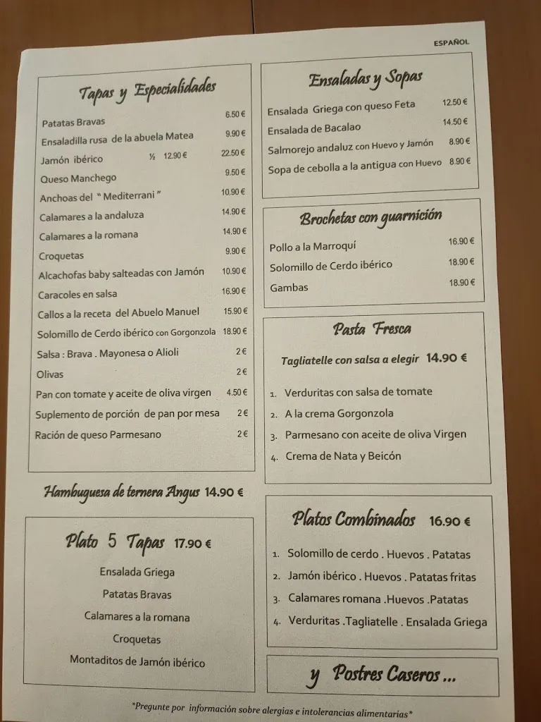 Menü_Restaurant Mediterrani_Llançà_Bild_2