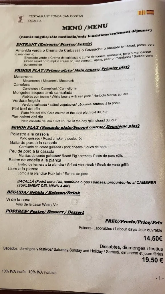 Menu_Restaurant Fonda Can Costas_Ogassa_image_1