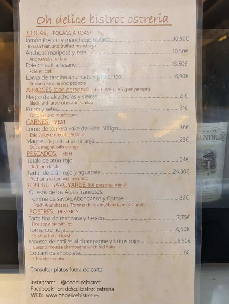 Menu_Oh Délice Bistrot Ostreria_Ordis_image_1
