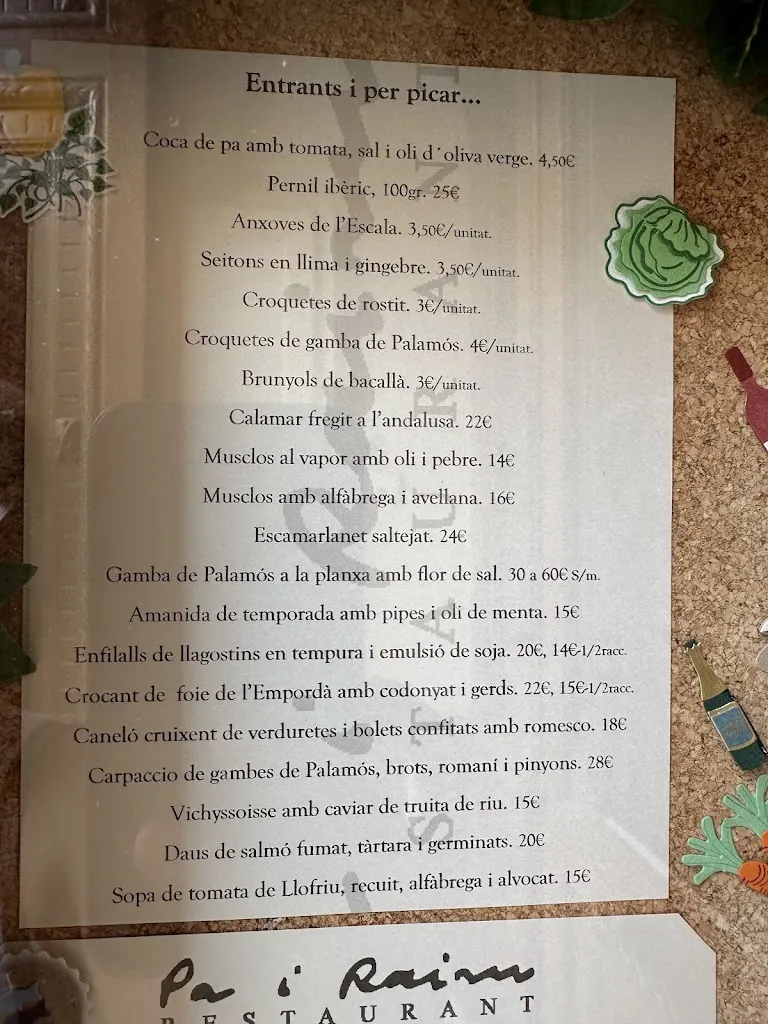 Menu_Pa i Raïm Restaurant_Mont-ras_image_4