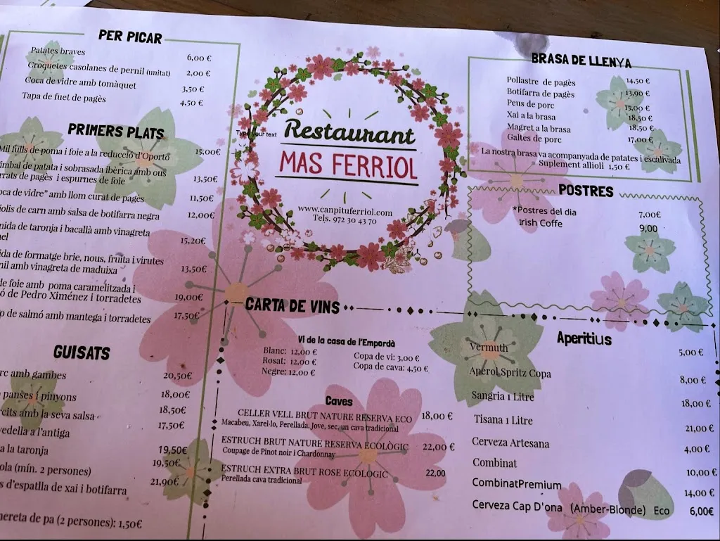 Menü_Restaurant Mas Ferriol_Mont-ras_Bild_1