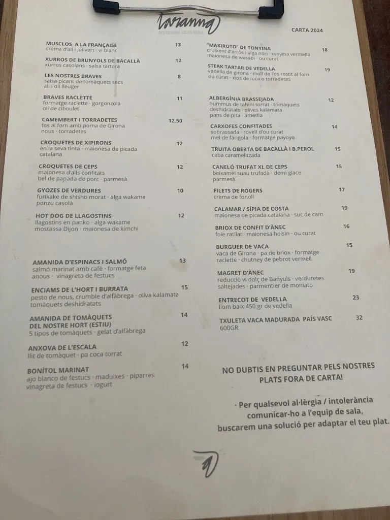 Menu_Tarannà Restaurant Costa Brava_Palafrugell_image_3