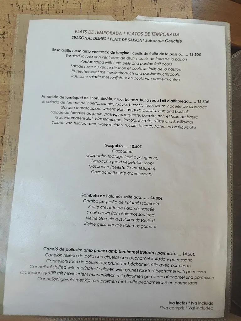 Menu_Restaurant El Pedró_Pals_image_1