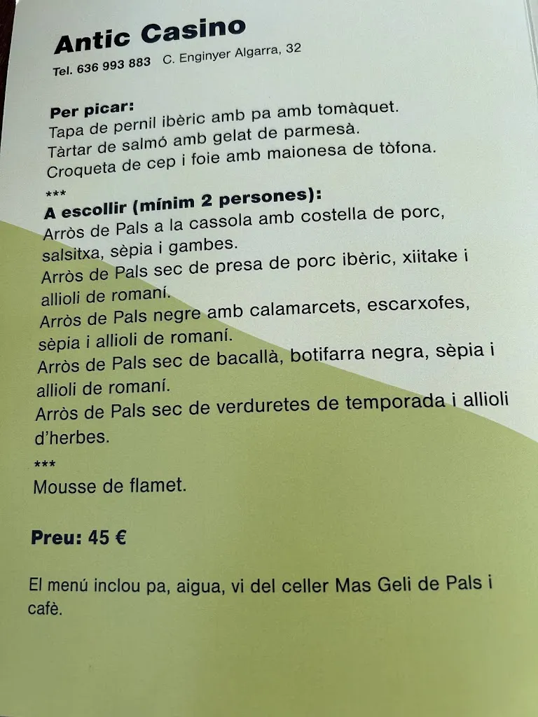 Menu_Antic Casino Restaurant Pals_Pals_immagine_1