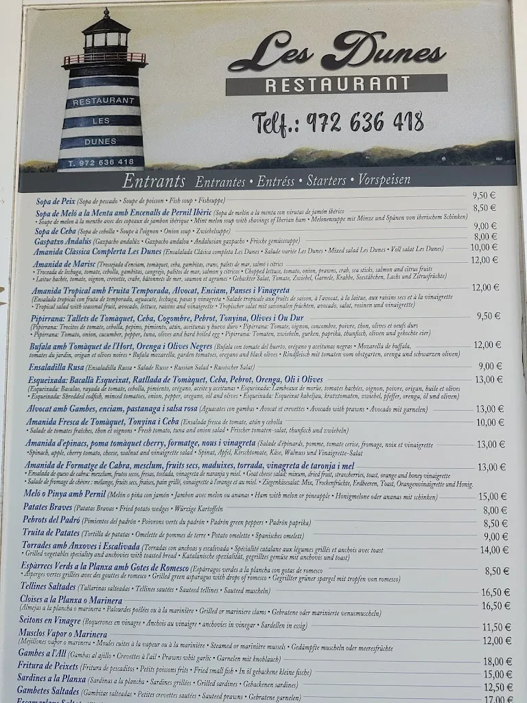 Menu_Restaurant Les Dunes_Pals_immagine_1