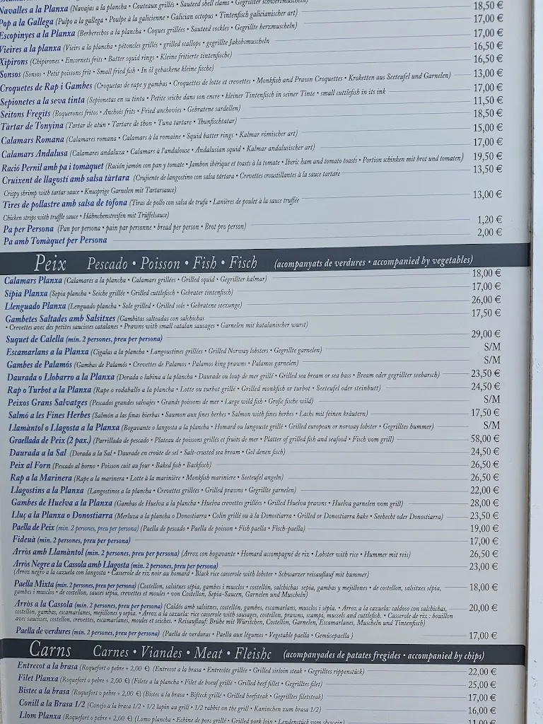 Menu_Restaurant Les Dunes_Pals_immagine_4