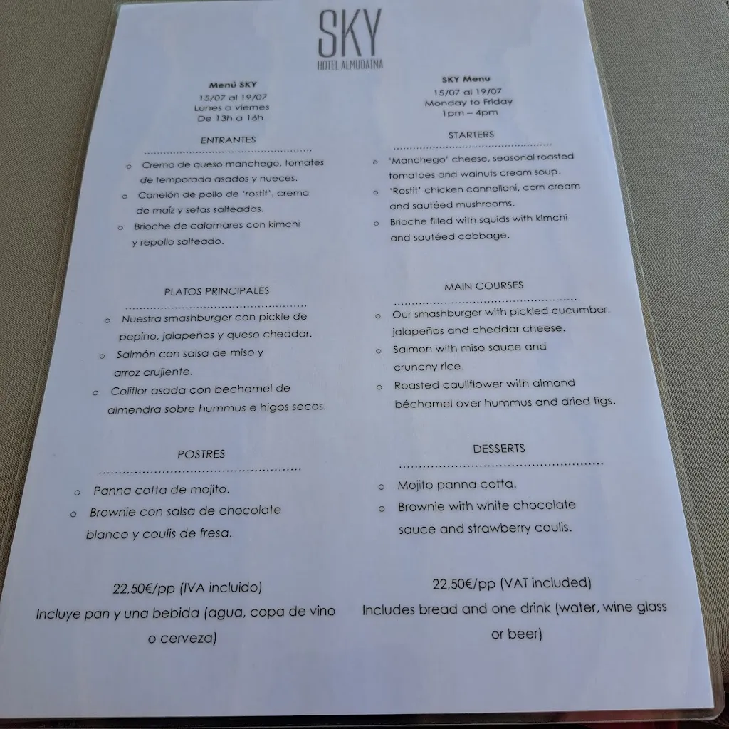 Menu_Skybar Restaurant at Hotel Almudaina_Almudaina_immagine_2
