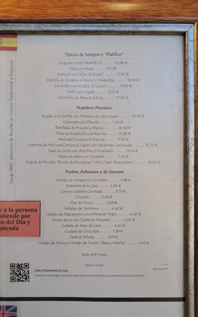 Menu_Casa Marieta Restaurant_Pedret i Marzà_image_4