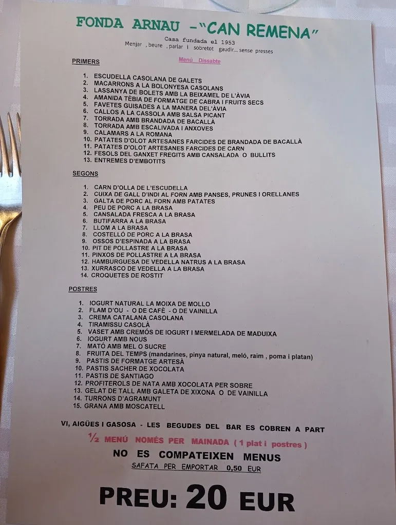 Menu_Fonda Arnau - Can Remena_Planes dHostoles Les_image_1