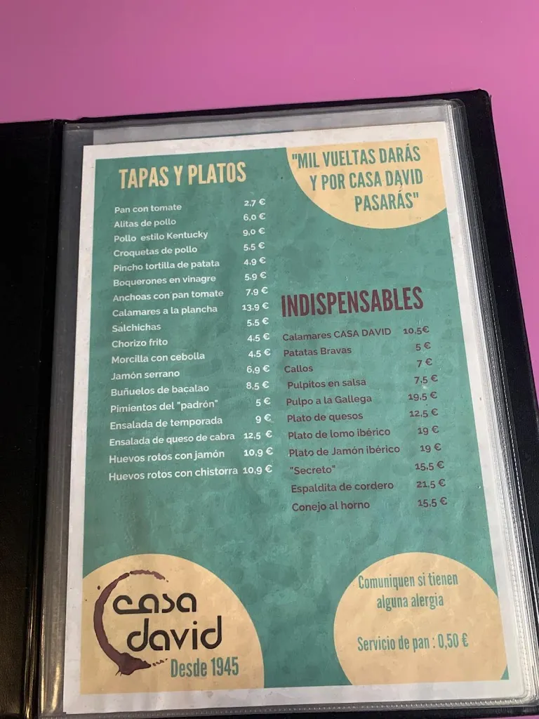 Menu_Bar Restaurant Casa David_Portbou_immagine_3