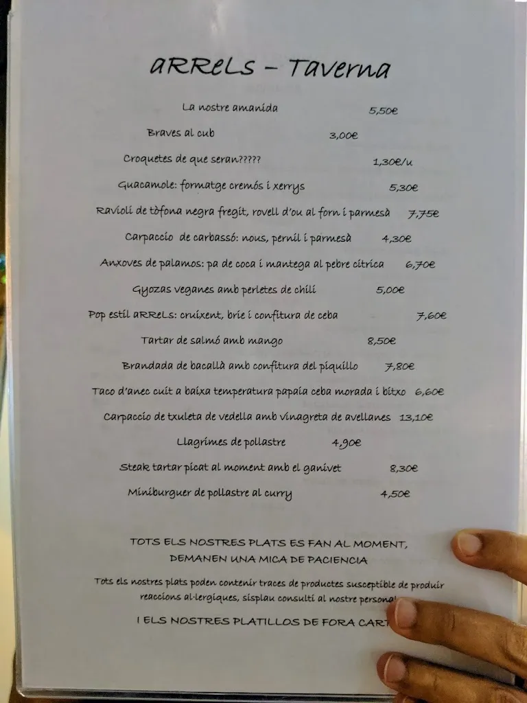 Menu_Gastro taverna Arrels_Palamós_image_1