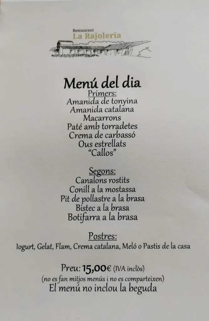 Menu_La Rajoleria Restaurant_Regencós_image_1