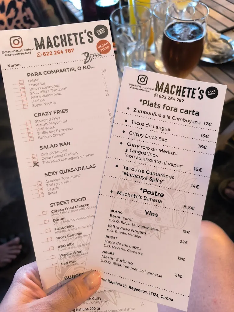 Menu_Machete's Restaurant - The Real Street Food_Regencós_immagine_1