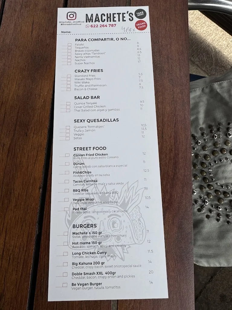 Menu_Machete's Restaurant - The Real Street Food_Regencós_immagine_4