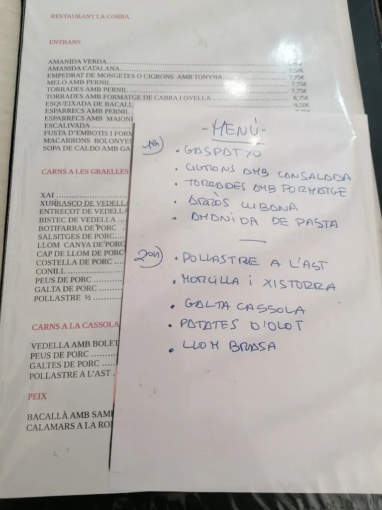 Menu_Restaurant La Corba_Ribes de Freser_immagine_1