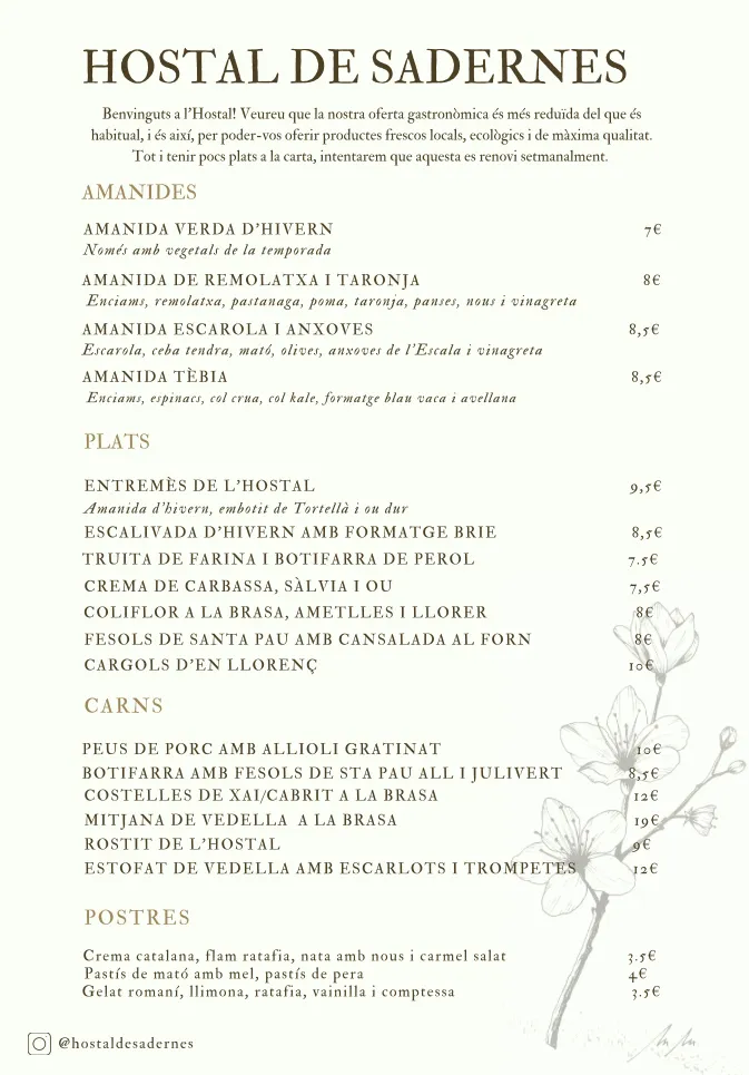 Menu_Hostal de Sadernes_Sales de Llierca_immagine_1