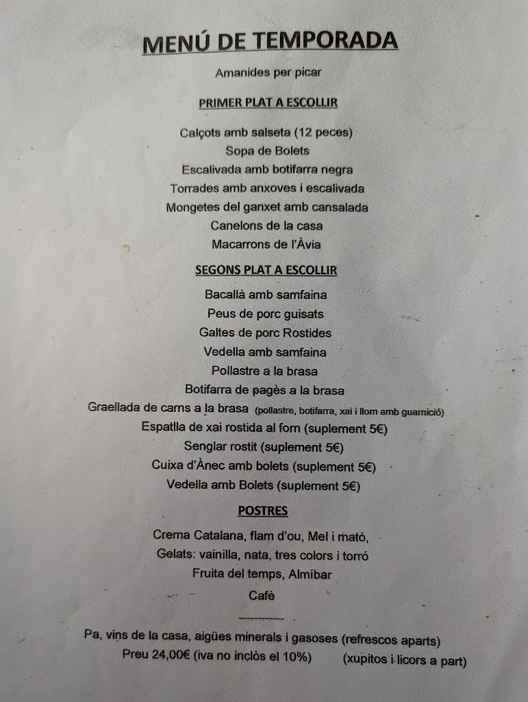 Menü_Restaurant Masferrer _Sant Feliu de Buixalleu_Bild_1