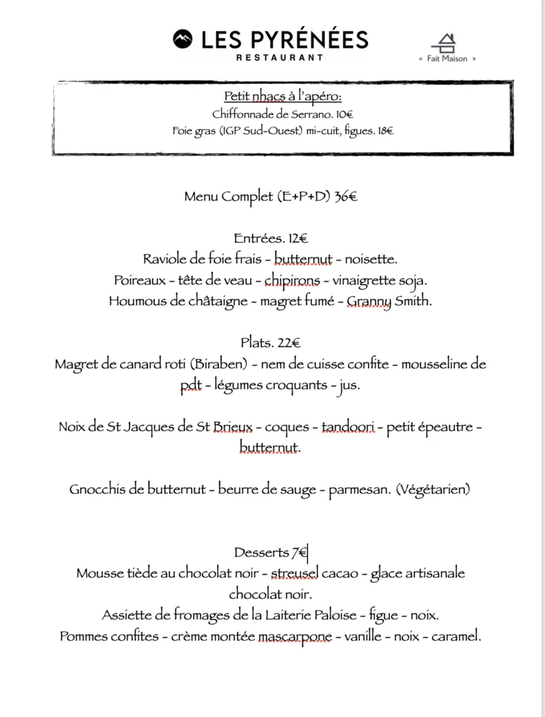 Menu_Les Pyrénées_Pau_image_2