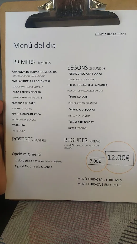 Menu_Bar Restaurant Gemma_Sant Jaume de Llierca_image_2