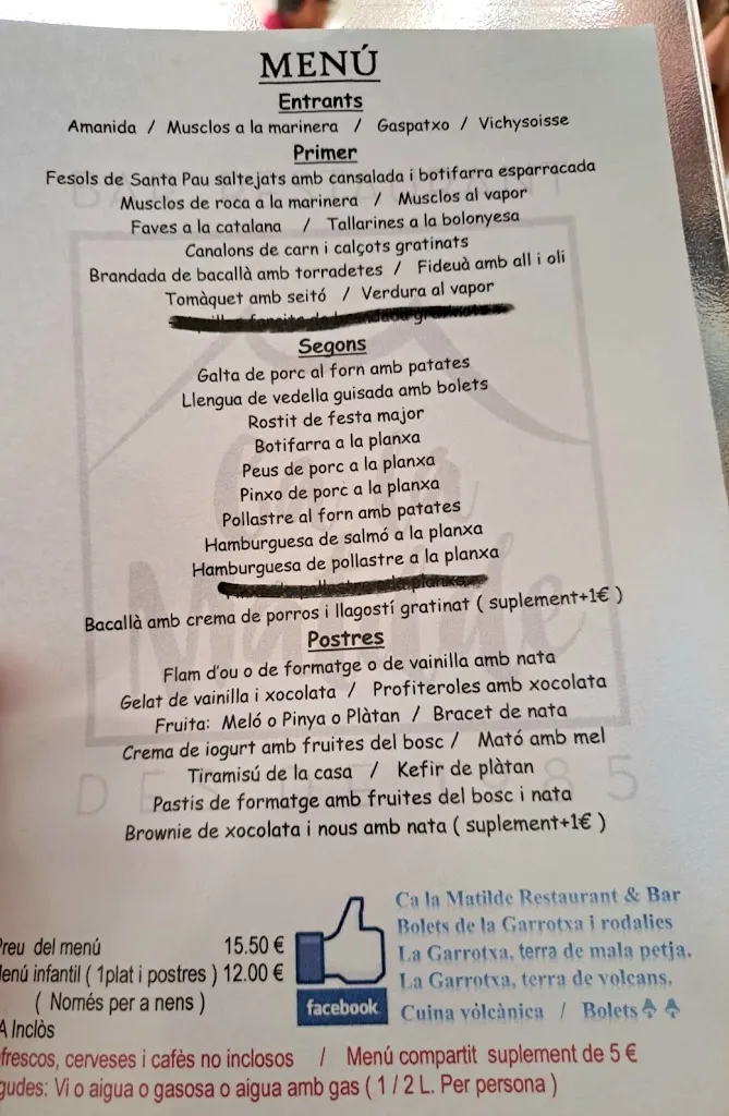 Menu_Restaurant Ca la Matilde_Sant Feliu de Pallerols_immagine_2