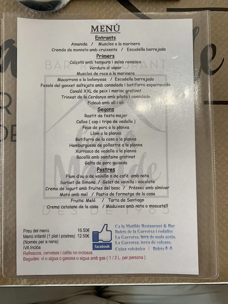Menu_Restaurant Ca la Matilde_Sant Feliu de Pallerols_immagine_3