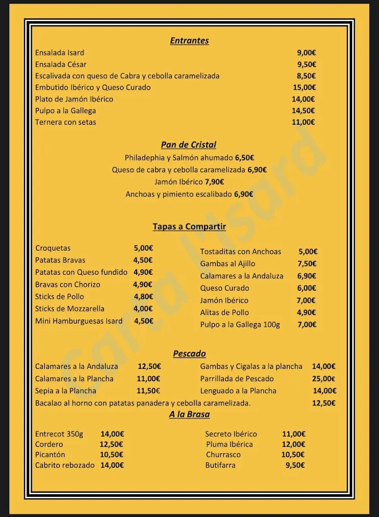 Menu_Restaurant L'Isard_Sant Hilari Sacalm_image_1